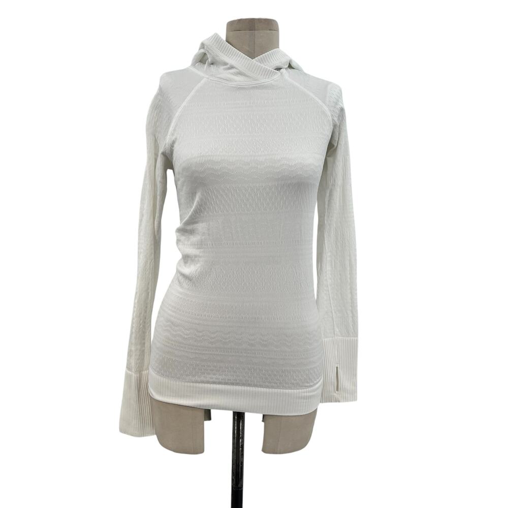 Lululemon Rest Less Hoodie‎ Long Sleeve Seamless Stretch Textured White Size 2